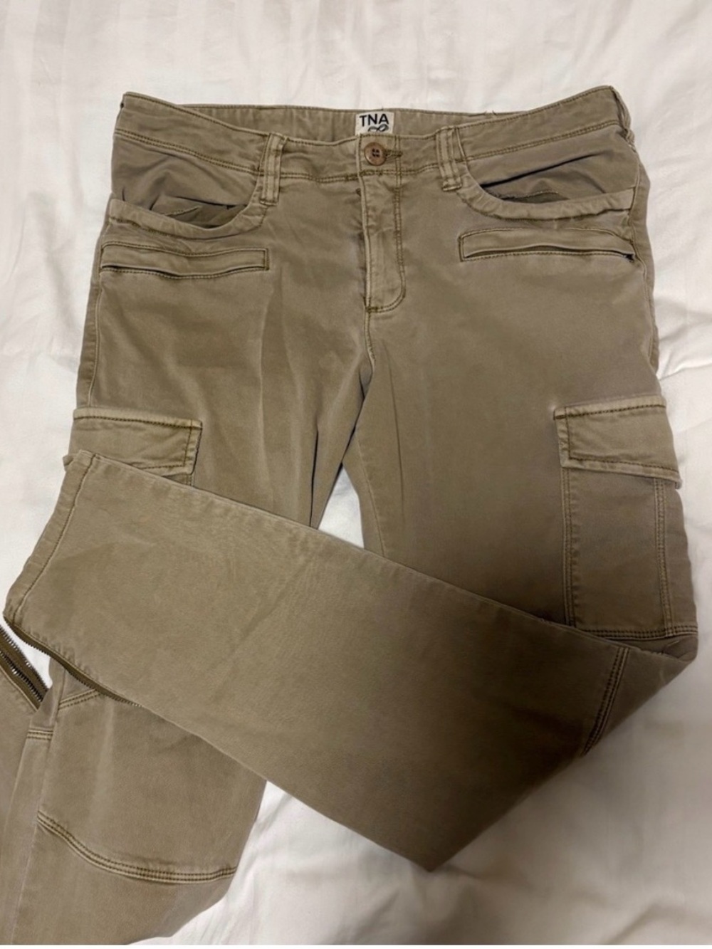 TNA Straight Leg Cargo Pants in Tan Brown